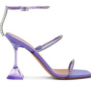 Amina Muaddi Women Gilda 95 Crystal Embellished PVC Lilac Sandals EU 39.5/US 9.5